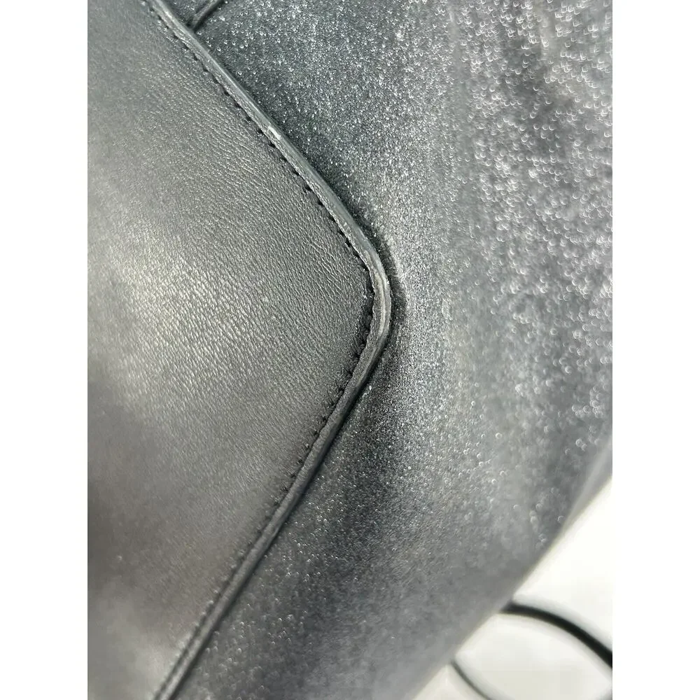 Kate Spade Large Black Glitter Tote Shoulder Bag‎ Full Zip Double Strap